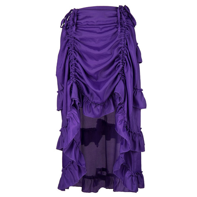 Steampunk Γυναικείες φούστες Gothic βολάν Chiffon Lace Up Party Maxi μακριά φούστα Ψηλά χαμηλά κοστούμια Punk Sexy Corset Plus Size Red 6XL