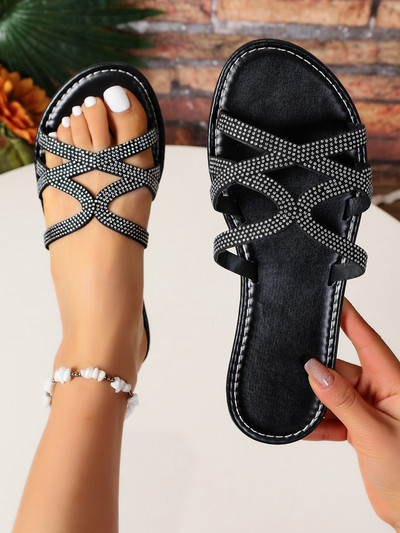 Rhinestone`i sussid, naiste suures suuruses lamedad sandaalid, 2024. aasta suvi, uus Zapatos De Mujer