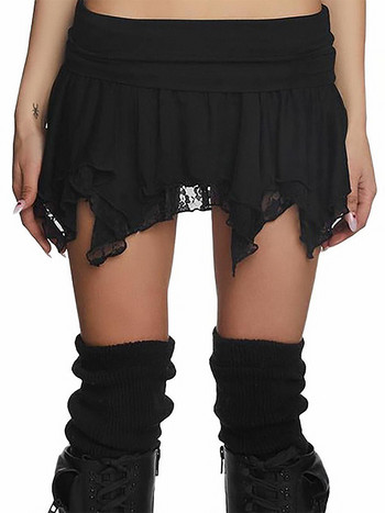 Дамска Y2K дантелена мини пола с ниска талия на многослойни подгъви Мини пола с бельо Къси поли Fairycore пола Streetwear