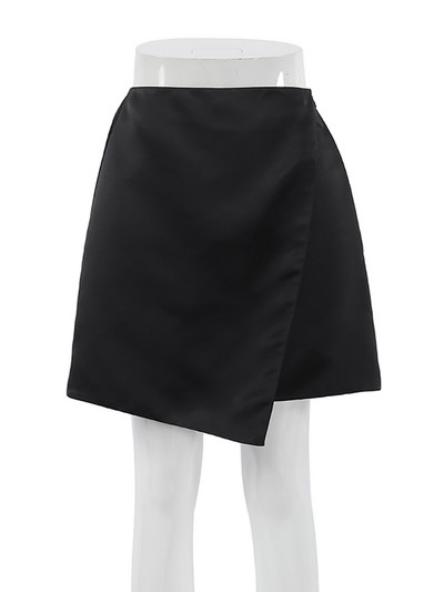 OOTN kontori mustad kõrge vöökohaga seelikud naistele 2023. aasta suvised asümmeetrilised miniseelikud Kevadised soliidsed tänavarõivad, moodne satiinseelik, roosa