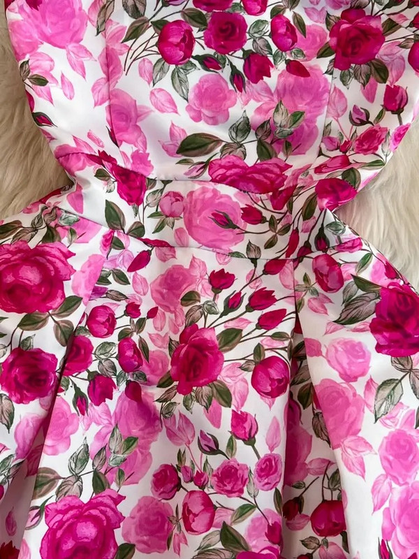 Suvine žakaarvärvi lilleline paakkleit naiste varrukateta vest O kaelusega kõrge vöökohaga lilletrükk pikk säärepikkusega rannapeo vestid