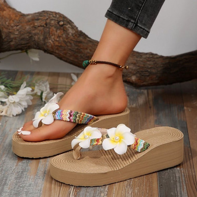 Ženske japanke za plažu s klinastom petom i protukliznom teksturom