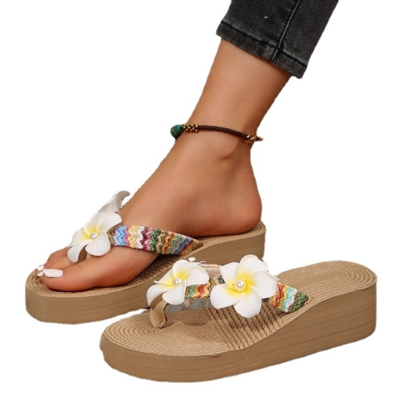 Ženske japanke za plažu s klinastom petom i protukliznom teksturom