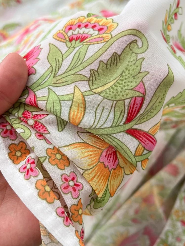 2024 Fashion Holiday Chiffon Maxi Φόρεμα Γυναικείο ζιβάγκο με μακρύ φανάρι με μονό στήθος λουλουδένια στάμπα ρόμπα Vestido