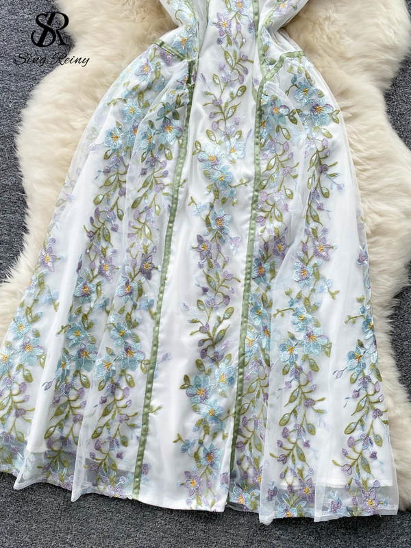 SINGREINY Francuska retro dugačka ženska haljina sa špagetima s vezom bez leđa, visokokvalitetna elegantna vintage haljina za zabave