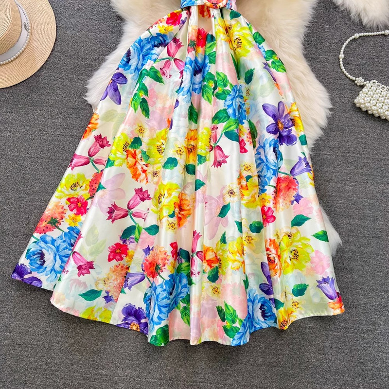 Novi ženski cvjetni modni prekrasni remen bez rukava s V izrezom iz 2024., praznični ležerni ljetni proljetni prsluk s printom Vestidos za plažu