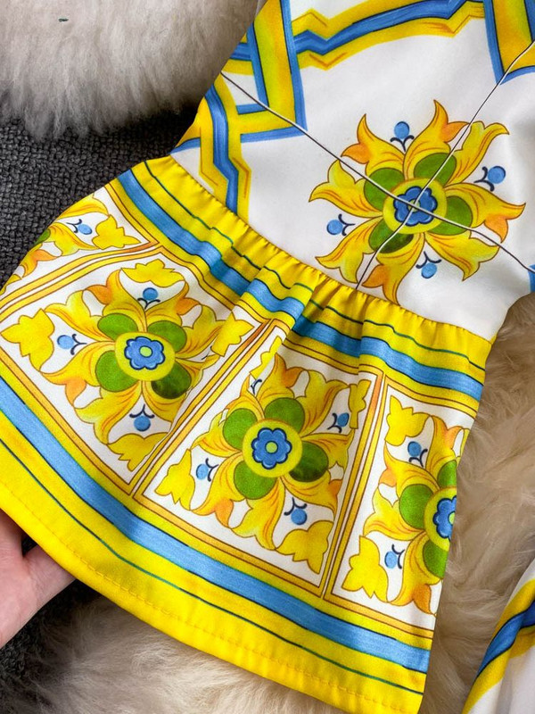 Rudens skrejceļa halāts Maxi kleita sievietēm Bohēmijas dzeltenā citrona apdruka zili baltā porcelāna piedurknēs ar garām piedurknēm ballītēm