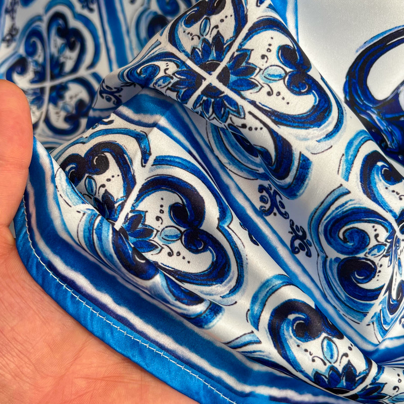 Ženska midi haljina s plavim i bijelim printom od porculana, midi haljina s O-izrezom, ljetna, uska haljina visokog struka, bez rukava, a-kroja N9016