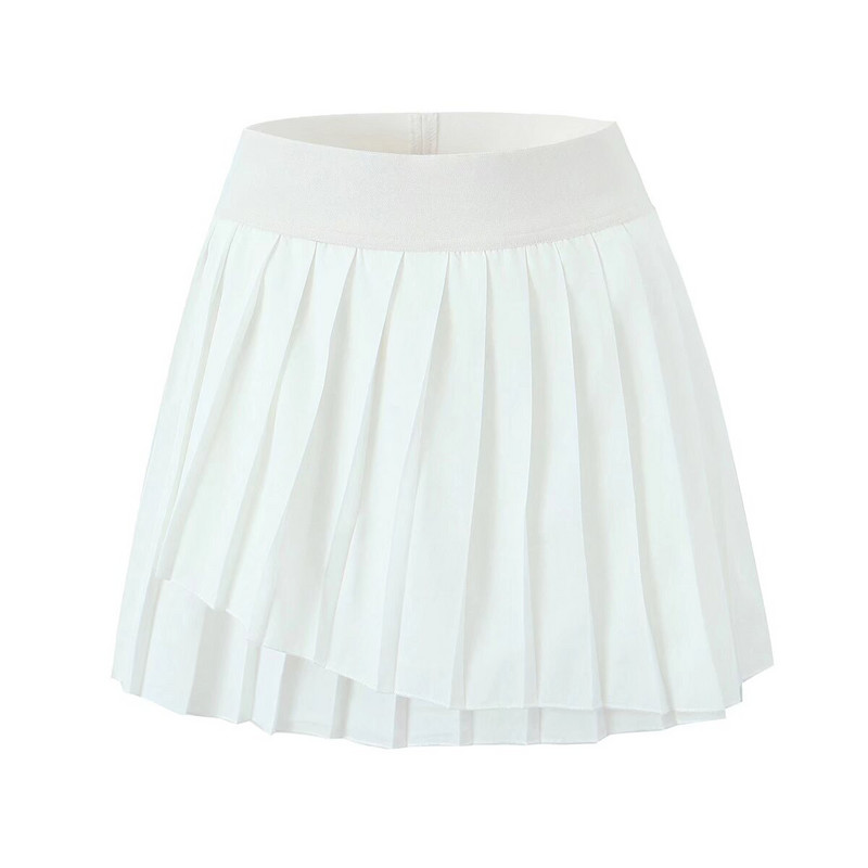 Asimetrične plisirane mini suknje Y2K stila 2024. Ženske sportske suknje s elastičnim strukom Bijele