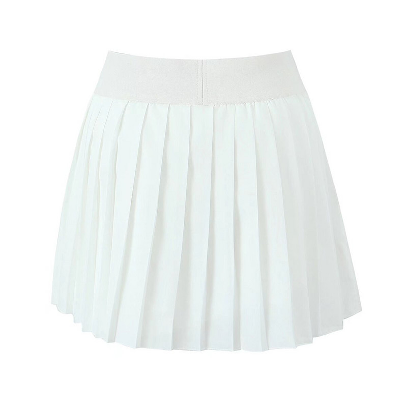 Asimetrične plisirane mini suknje Y2K stila 2024. Ženske sportske suknje s elastičnim strukom Bijele