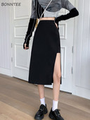 Γυναικείες φούστες XS-5XL Leisure Σχεδίαση με πλάγια σχισμή Απλή, ασύμμετρη, ασύμμετρη, φθινοπωρινή Faldas Κορεάτικου στυλ Midi Ladies Empire Trendy