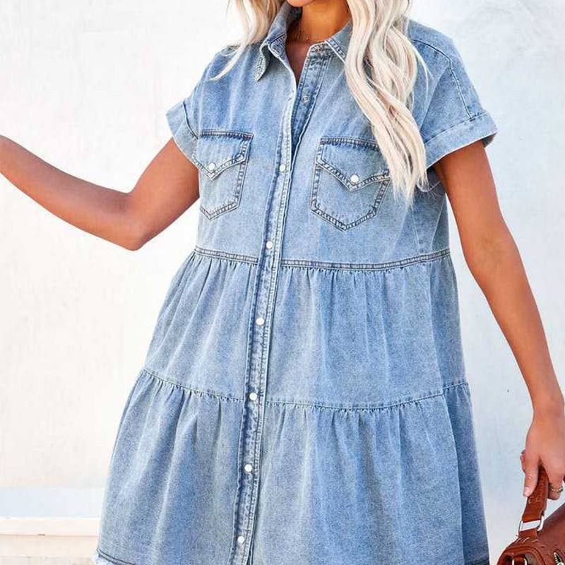 Kevad-suvi uus stiil, temperament pendeldamismood lahtised teksad särk lühikeste varrukatega kleit