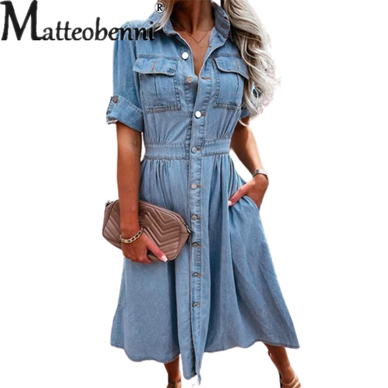 Vintage egysoros kardigán ruhák női mellkas dupla zsebű dekoráció farmer ruha női elegáns, kényelmes karcsú ruha