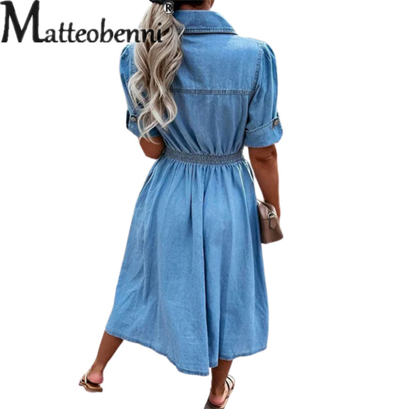 Vintage egysoros kardigán ruhák női mellkas dupla zsebű dekoráció farmer ruha női elegáns, kényelmes karcsú ruha