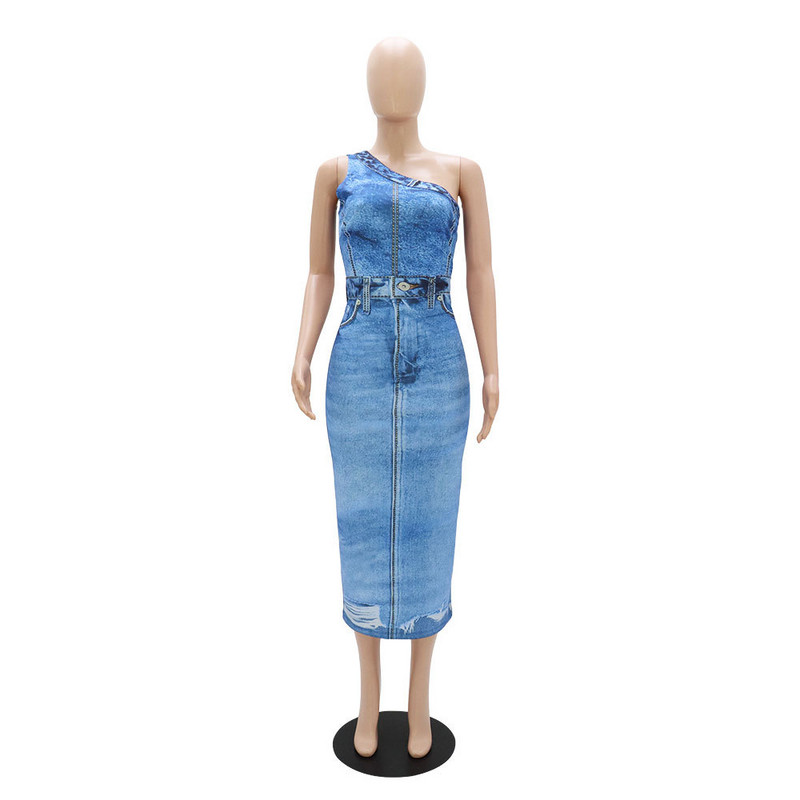 NOT denim rochie de stradă la modă pentru femei, haină cu guler diagonal pentru fete, rochii subțiri, cu șold, rochii midi creion pentru femei