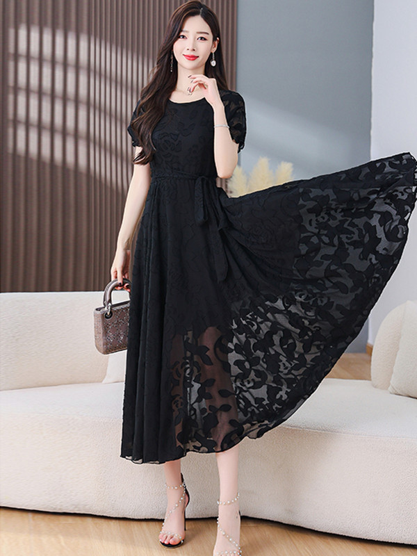 2024. aasta suvi vabaaja rannas Boho šifoonist maxi õhtukleit Moodne vintage must kleidid Elegantsed naisterõivad Bodycon Prom Long