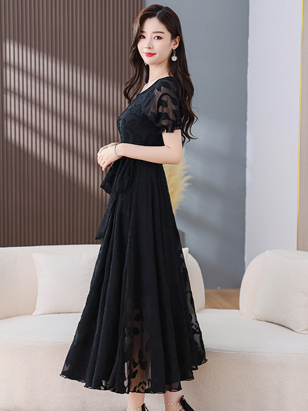 2024. aasta suvi vabaaja rannas Boho šifoonist maxi õhtukleit Moodne vintage must kleidid Elegantsed naisterõivad Bodycon Prom Long