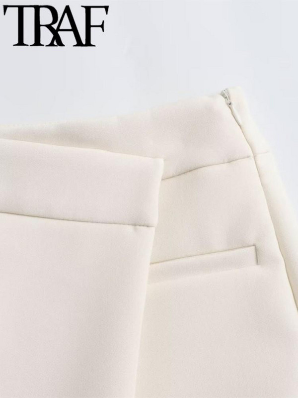 TRAF Asümmeetriline naiste moodne seelik lühikesed püksid kõrge vöökohaga vabaaja õhuke taskutega Skorts 2024 Y2k