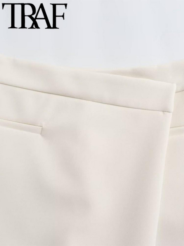 TRAF Asümmeetriline naiste moodne seelik lühikesed püksid kõrge vöökohaga vabaaja õhuke taskutega Skorts 2024 Y2k