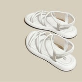 Paksu tallaga naiste sandaalid 2024 Uus suvine pehme tald, kõrgendatud vabaaja rooma sandaalid Väikesed naiste kingad Sandalias Mujer sandaalid