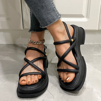 Дамски летни сандали с масивна платформа Модни гладиаторски обувки с кръстосани каишки Дамски сандали с дебел дол на клин и ток за жени