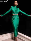 GACVGA kilpkaelusega elegantsed vabaaja naiste kleidid 2024. aasta kevad-sügis, õhuke moodne seksikas Bodyconi klubi peokleit