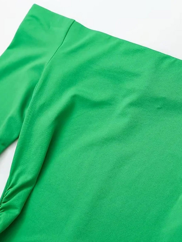 ZaZevity TRAF Off Shoulder Μακριά Φορέματα Γυναικεία Πράσινο Πλισέ Μίντι Φόρεμα Γυναικείο Βραδινά Φόρεμα Γυναικείο Bodycon