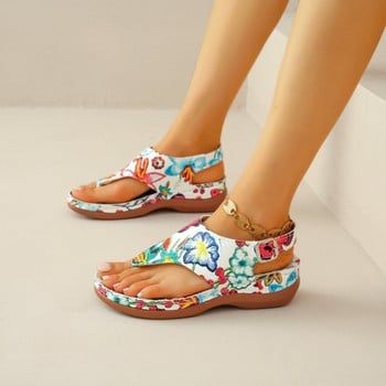 2024 New Summer Print Fashion Γυναικεία σανδάλια Casual Bockle Clip Toe Παπούτσια για γυναίκες Σανδάλια πλατφόρμας Wedges Sandalias De Mujer