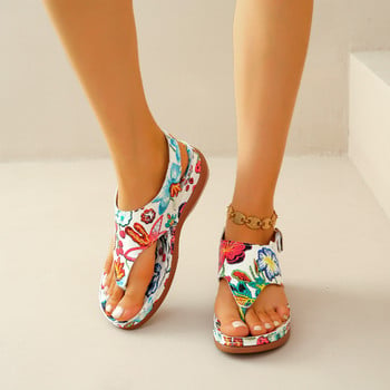 2024 New Summer Print Fashion Γυναικεία σανδάλια Casual Bockle Clip Toe Παπούτσια για γυναίκες Σανδάλια πλατφόρμας Wedges Sandalias De Mujer