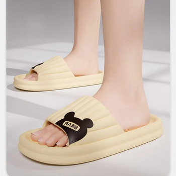 Дамски чехли с дебела подметка Карикатура Мечка Летни плажни пързалки Мъжки меки сандали против хлъзгане Ултра леки обувки Чехли за двойки