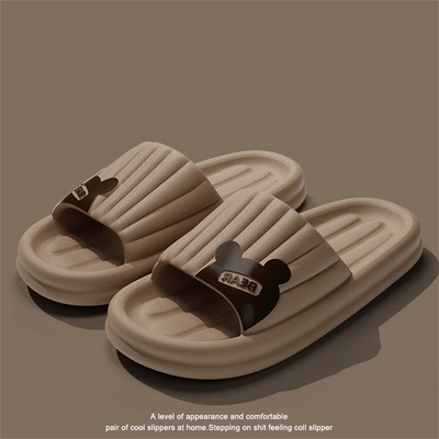 Naised Paksu tallaga sussid Multifilmid Karu Suvised Rannaluisud Mehed Vannituba Libisemisvastased Pehmed Sandaalid Ülikerged Kingad Paarid Sussid