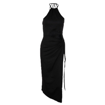 Xeemilo Секси абитуриентско парти, черна дълга рокля, елегантна талия, вдлъбната талия, високи летни рокли, модни дамски халати без гръб с връзки