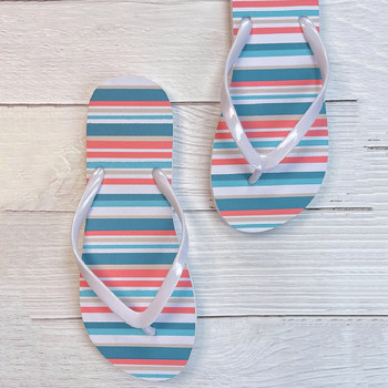 Дамски джапанки с принт на райета Дамски плажни сандали за открито Летни плажни джапанки Чехли Ежедневни плажни сандалии