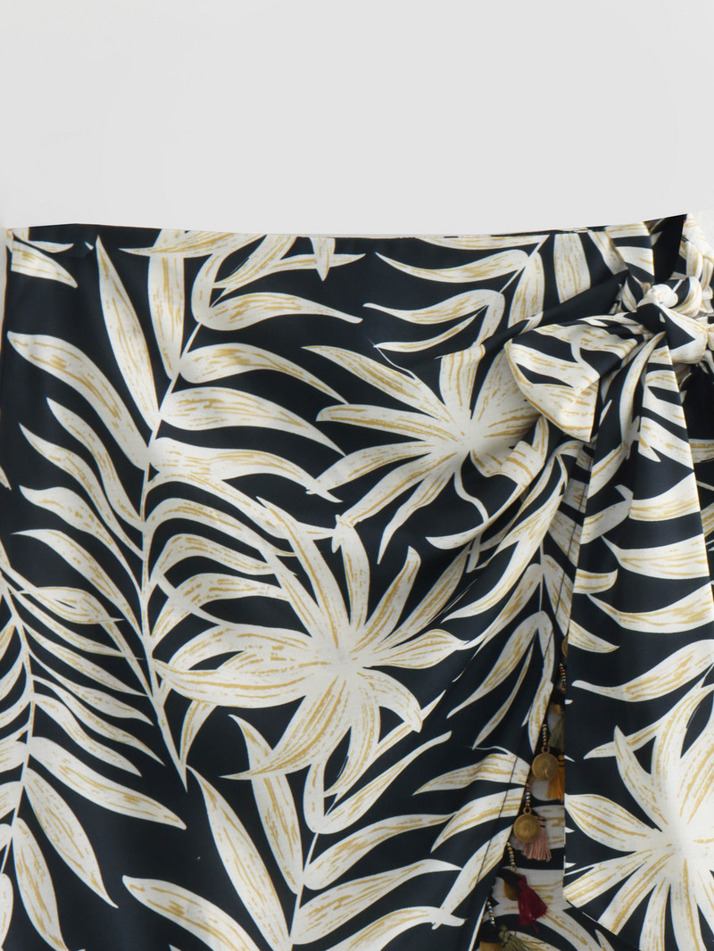 TRAF 2024 Εκτύπωση Μίνι Φούστα Γυναικείες Ασύμμετρες Φούντες Φούστες Γυναικείες Δεμένες Ψηλόμεσες Γυναικείες Φούστες Καλοκαιρινές Γυναικείες Φούστες Παραλία