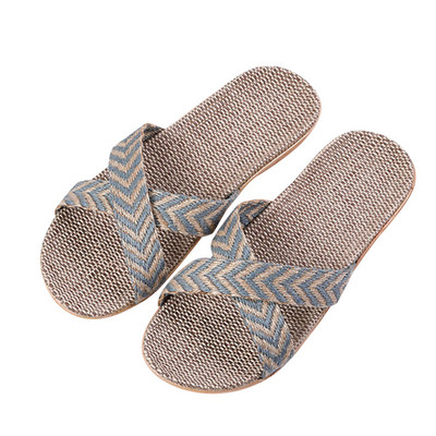 Nyári keresztezett len papucs női otthoni vászon papucs lapos strandszandál kényelmes beltéri alkalmi szalma papucs Zapatos Mujer