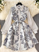 Rochie jacquard cu cerneală franceză, la modă nouă, 2024