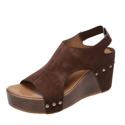 Bež sandale na petu Velike modne ženske cipele 2023. Espadrile s platformom Klompe s otvorenim prstima na klinu Crne velike luksuzne visoke Peep S