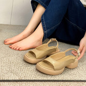 Μαύρα σανδάλια πλατφόρμας 2023 Καλοκαιρινό All-Match Med κοστούμι Γυναικεία μπεζ γυναικεία παπούτσια μπλοκ γόβες τσόκαρα Wedge open toe Espadrilles Me