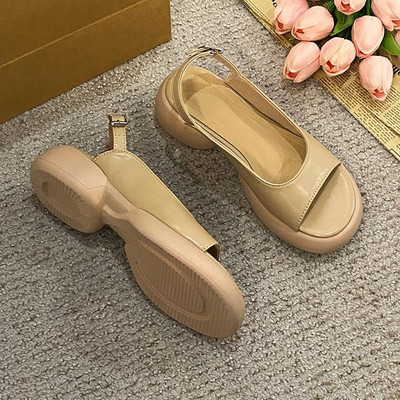 Μαύρα σανδάλια πλατφόρμας 2023 Καλοκαιρινό All-Match Med κοστούμι Γυναικεία μπεζ γυναικεία παπούτσια μπλοκ γόβες τσόκαρα Wedge open toe Espadrilles Me