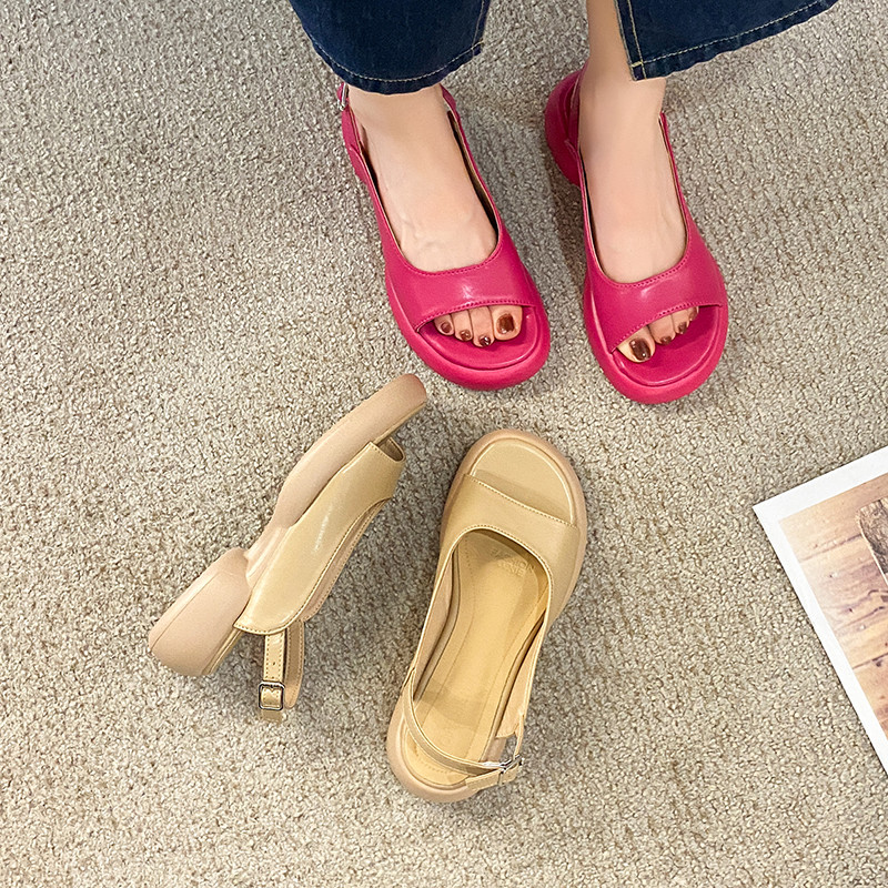 Μαύρα σανδάλια πλατφόρμας 2023 Καλοκαιρινό All-Match Med κοστούμι Γυναικεία μπεζ γυναικεία παπούτσια μπλοκ γόβες τσόκαρα Wedge open toe Espadrilles Me