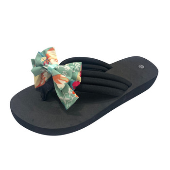 Летни дамски джапанки с райе и панделка Плажни чехли Сандали Модни чехли с плоски отворени пръсти Ежедневни плажни чехли за баня Zapatos