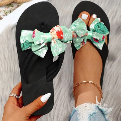 Καλοκαιρινό γυναικείο ριγέ φιόγκο Σαγιονάρες Παντόφλες παραλίας Σανδάλια Μόδα Flat ανοιχτές παντόφλες Casual μπάνιου Παντόφλες παραλίας Zapatos