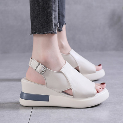 Clumpák Sarokkal Fekete Platform Szandál Muffin cipő 2023 Nyári Csatos Szíj Med Öltöny Női Bézs Női Ék Női Cipők T