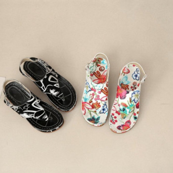 2023 Дамски сандали BLACK Printings Мек римски сандал Дамски противоплъзгащи удобни плоски летни ежедневни обувки на платформа Дамски обувки