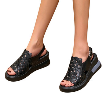 Дамски сандали Сандали на танкетка с платформа Кожени сандали Танкетки с отворени пръсти Летни чехли Sandalias Mujer Елегантни летни обувки