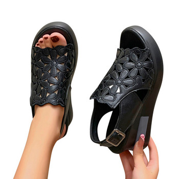 Дамски сандали Сандали на танкетка с платформа Кожени сандали Танкетки с отворени пръсти Летни чехли Sandalias Mujer Елегантни летни обувки
