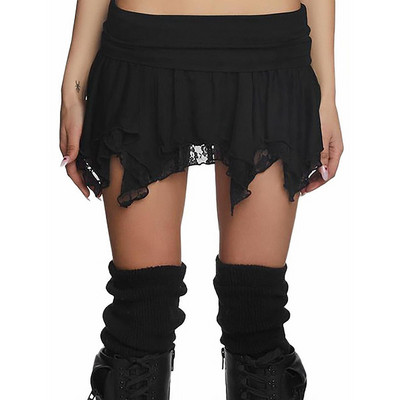 Női Y2K csipke mini szoknya Alacsony emelkedés réteges fodros szegély mini szoknya Fehérnemű rövid szoknyák Fairycore szoknya Utcai viselet