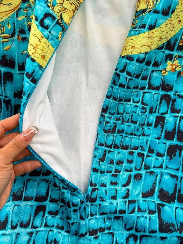 Pavasara un vasaras modes baroka stila kleita sievietēm ar šifona raibumu, garām piedurknēm, krāsainiem blokiem ballītei, maza, brīva līnija