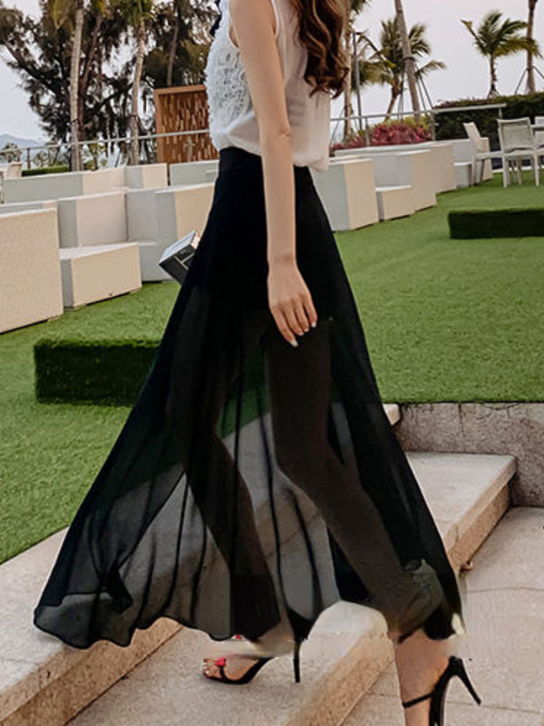 Asümmeetrilised naiste seelikud, temperament, läbipaistev Midi, seksikas, universaalne Empire Basic, külgpiluga korea stiilis naiste suvised Faldad