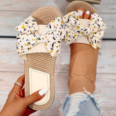 Papuci de plajă de vară pentru femei, cu imprimeu cu flori, papuci plat cu vârf deschis, sandale casual pentru femei, papuci de interior, pantofi de interior